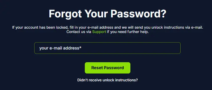 Form for Reset Credentials